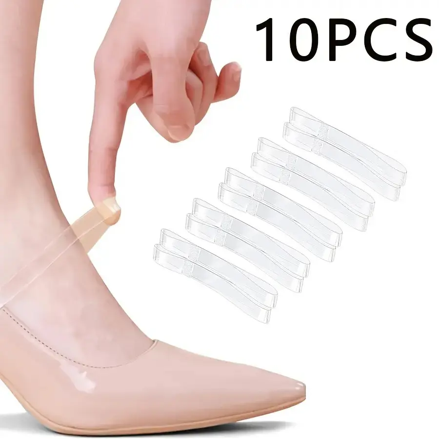 Invisible TPU Shoe Straps, 10-Pack - Clear Anti-Slip Holders That Keep Sandals, High Heels, and Flats From Slipping Off. The Nearly-Invisible Fix for Loose Shoes That Actually Stays Put