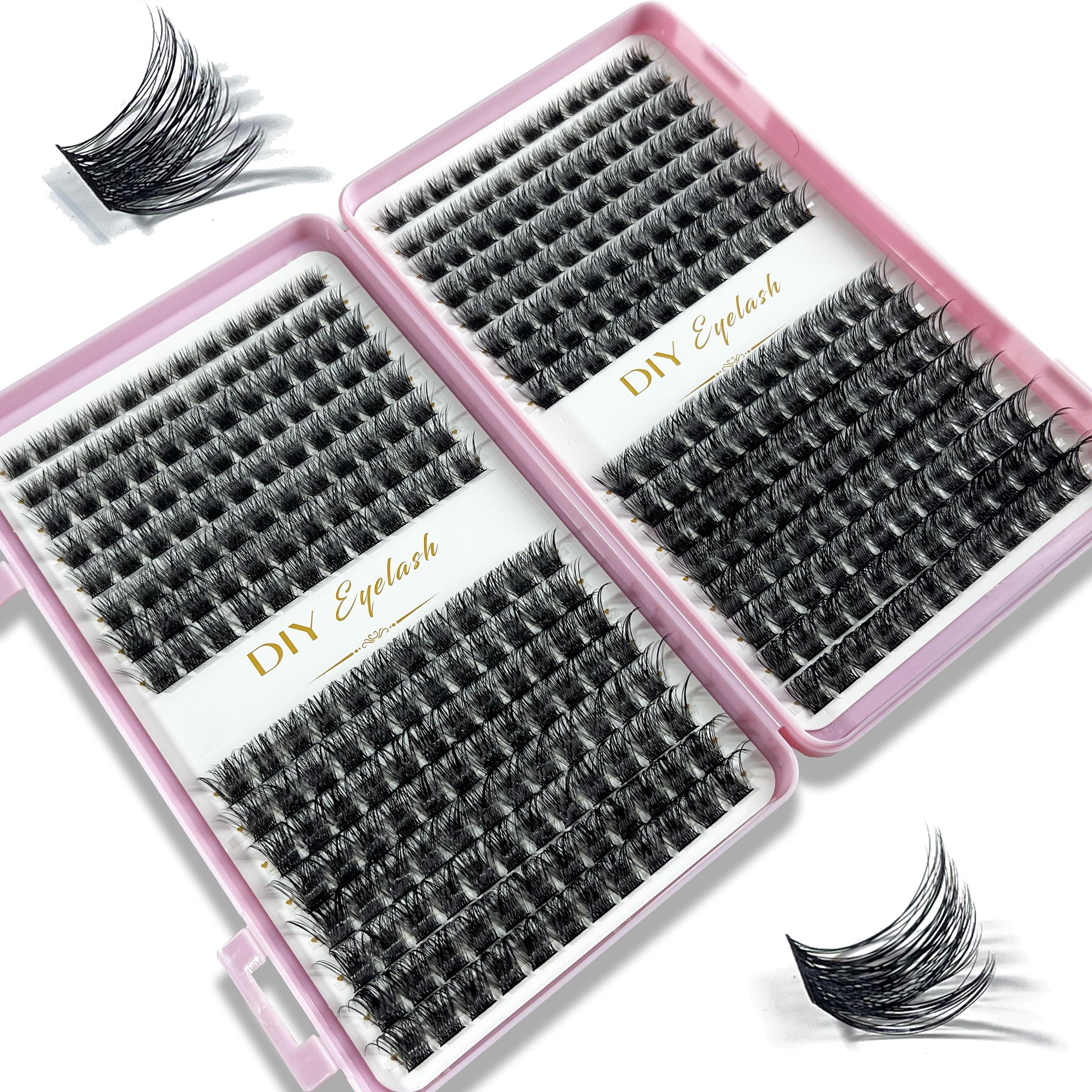 384 Cluster Independent Eyelash Set Natural 3D False Lashes Segmented Extension Kit 8mm-16mm Mixed Lashes DIY Eyelash Extensions Suitable for Women and Girls