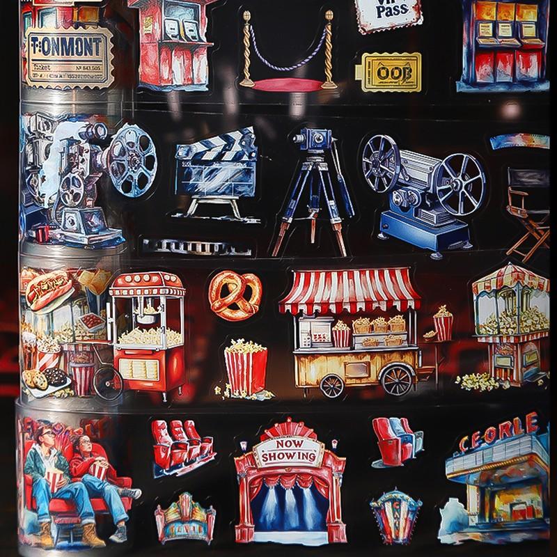 Beautiful Day Old Cinema Series Scenery Pet Tape Set, 4 Styles Included, Ideal for DIY Crafts and Decorations, High-Quality Adhesive Material