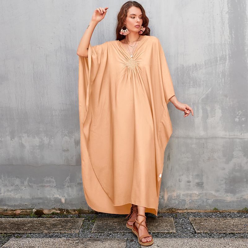 Bsubseach Women Ethnic Print Kaftan Dress , Plus Size All Over Print  TunicDress, Boho Casual V Neck TunicDress for Women, Women's Plus Cover Up,Mrs. Roper Kaftan ，bubu，mumu，Casual Womenswear Maxi Modesty Muslim Clothing Baggy