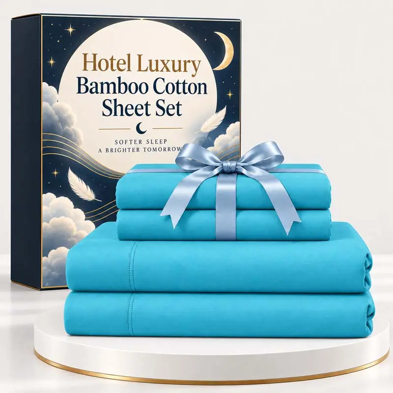 OS OMYSTYLE B 3/4 Pcs Bamboo Cotton Sheet Set, Extra Deep Pocket Fitted Sheet with Flat Sheet & Pillowcases, Soft Breathable Wrinkle-Resistant Hotel Luxury Bedding for Twin, Full, Queen & King Mattresses, Kids Bedroom, Dorm Use, Easy Fit, Children