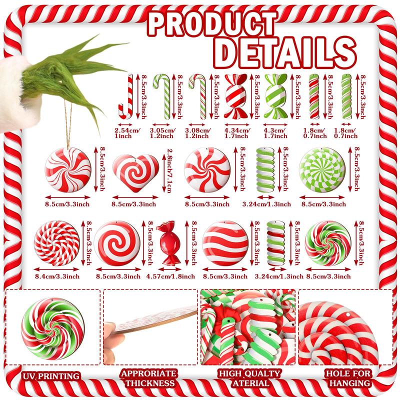 Christmas Clearance Sale Christmas Wooden Hanging Ornaments 40/36 Pcs Cartoon-Inspired Christmas Character Decor, Green Christmas Monster Decoration, Pink Christmas Tree Ornaments, Santa Candy Cane Gingerbread Ornament, Festival Party Home Xmas Tree Decor