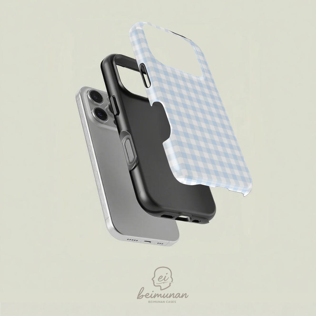 gingham pattern print phone case， durable 2in1 shockproof phone protective cover， phone accessory for iPhone X 11 12 13 14 15 16 17 Pro Max， gift for Valentine's Day， couples， friends