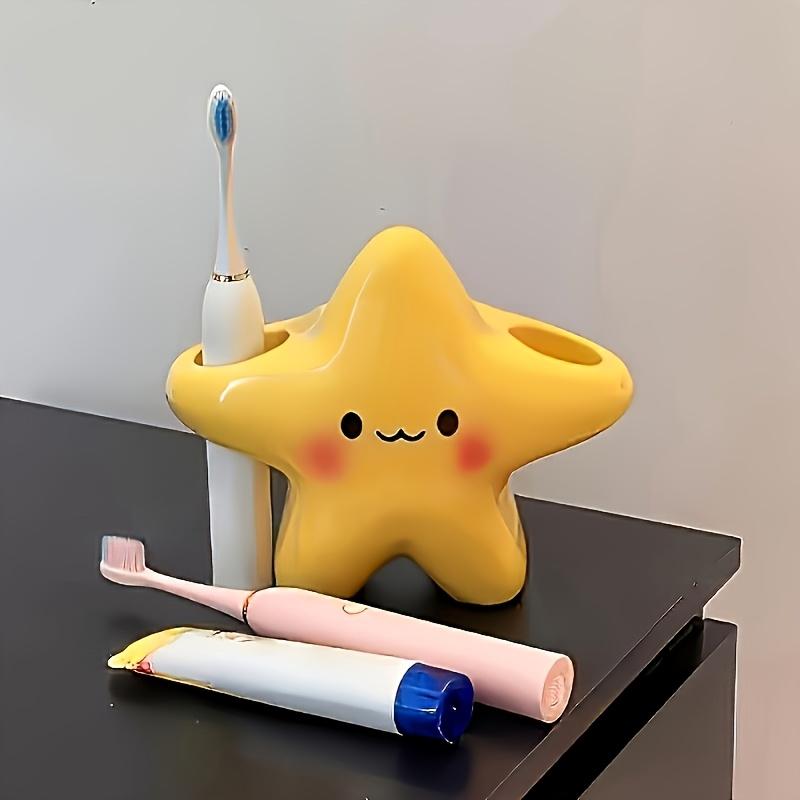 Large Star Design Toothbrush Holder Cute Smiley Shape Space Saving Bathroom Storage Stand For Manual & Electric Toothbrush