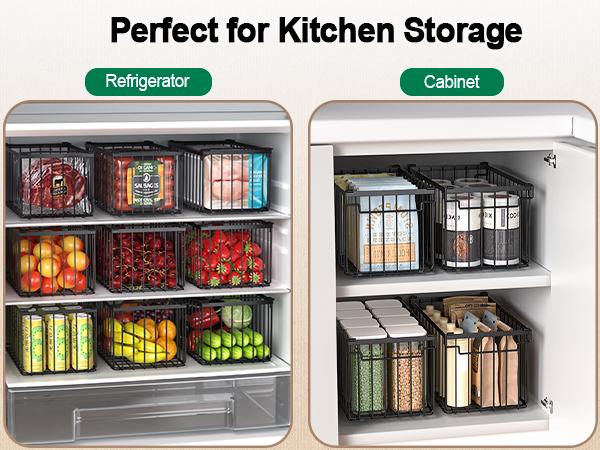 Msercuor  Upgraded Freezer Organizer Bins2/4/6/8 Pack MAX Capacity Stackable Baskets for 5/7 Cu.FT Deep Freezers Rust-Proof Airflow-Friendly Kitchen & Pantry Storage Heavy-Duty Anti-Rust Metal