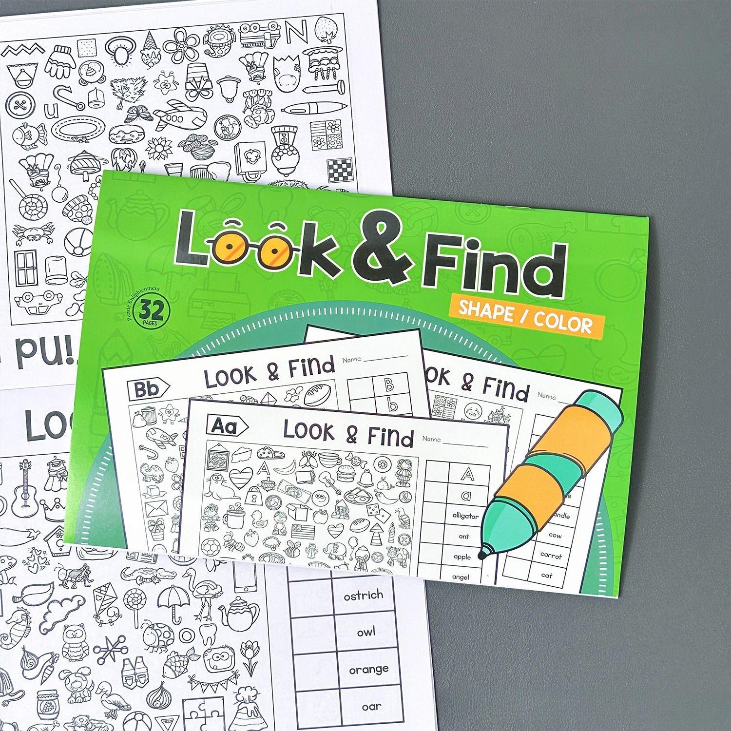 Look and Find Book for Kids, Fun Coloring and Drawing Activity Book, Quiet Time Picture Book, Unisex Art Workbook