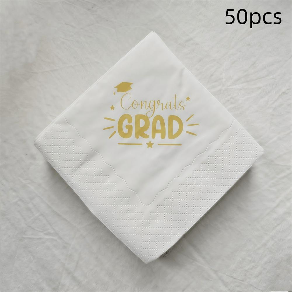 50pcs/pack Congrats Grad Napkins, Graduation Party Table Decor, Class of 2026 You Did It, Graduation Decorative Napkins, Party Supplies