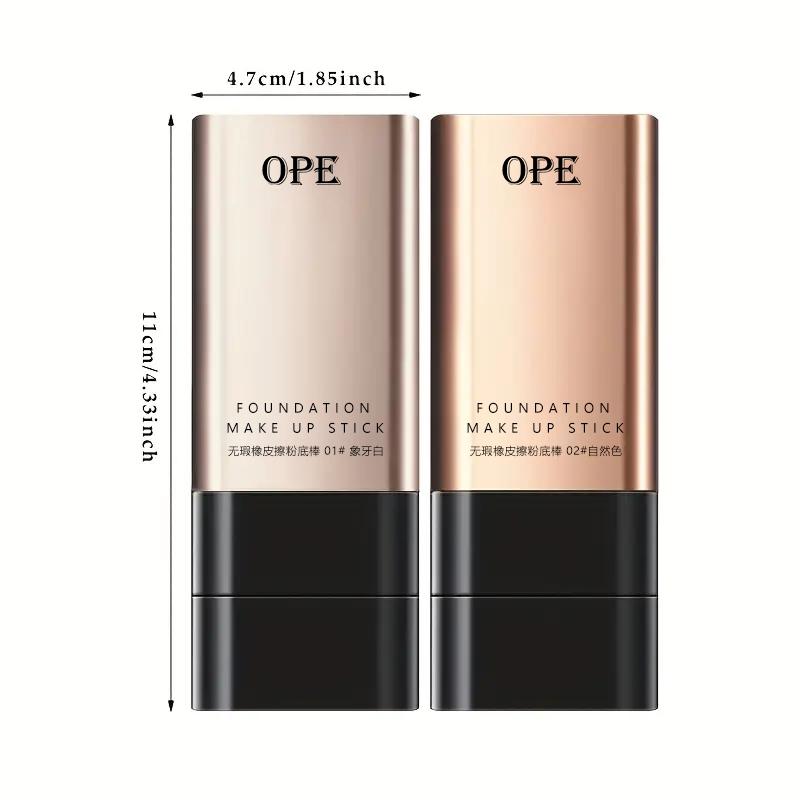 Double-Ended Moisturizing Makeup Foundation Stick with Brush, Full Coverage Concealer Cream, Natural Finish, Suitable for All Skin Types, Multiple Colors Available