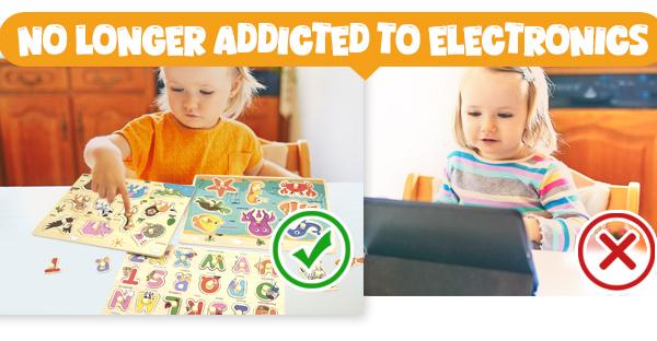 edutree Wooden Peg Puzzles for Toddlers 1 2 3 4, 6 Pack Educational Peg Puzzles Montessori Toys, Learning Puzzles for Kids Girs Boys with Alphabet Number Animal Vehicle Shape, Halloween gift