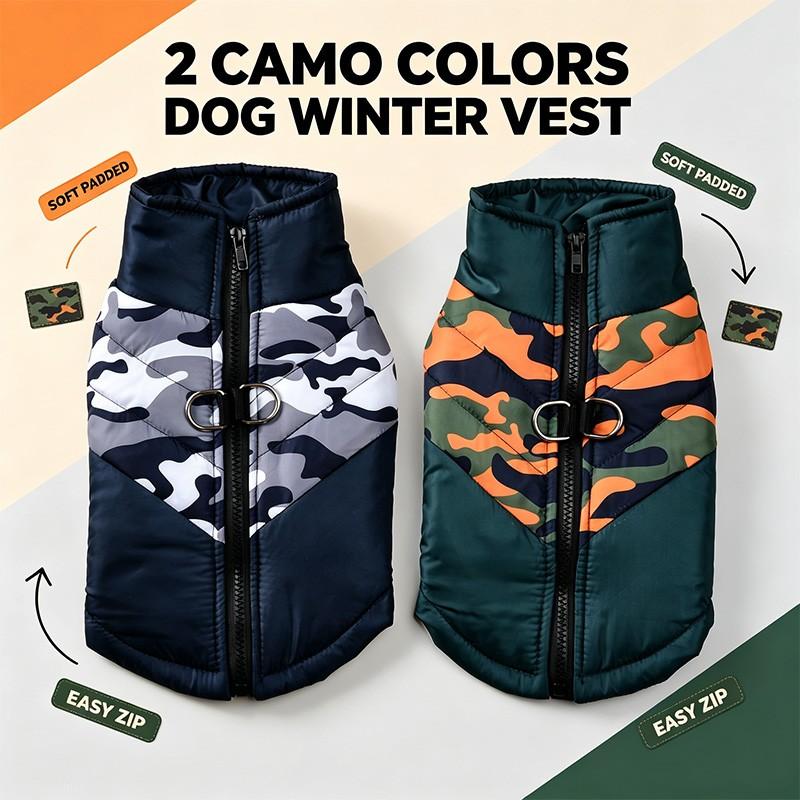 Pet Warm Thick Clothing, Stand Collar Pet Jacket, Easy-On Back Zipper, Dual D-Ring Harness, Loose Fit, Multiple Colors, Small Dogs Cats