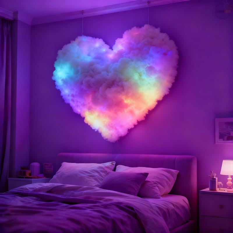 Valentine's Day Decorative Lights, Heart Cloud LED String, Music Sync Multi-Color Changing, USB Powered, Button Control, Perfect Gift, Party Decor
