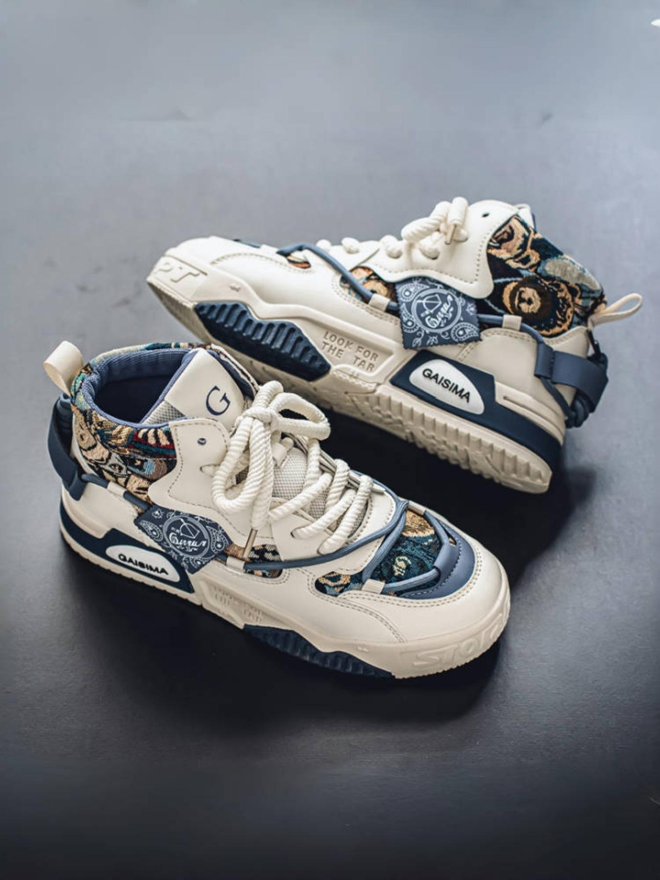 Men's Fashionable Patchwork Design Lace Up Sneakers, Casual Breathable Comfortable Sports Running Shoes, Male All-match Round Toe Shoes for Daily Wear