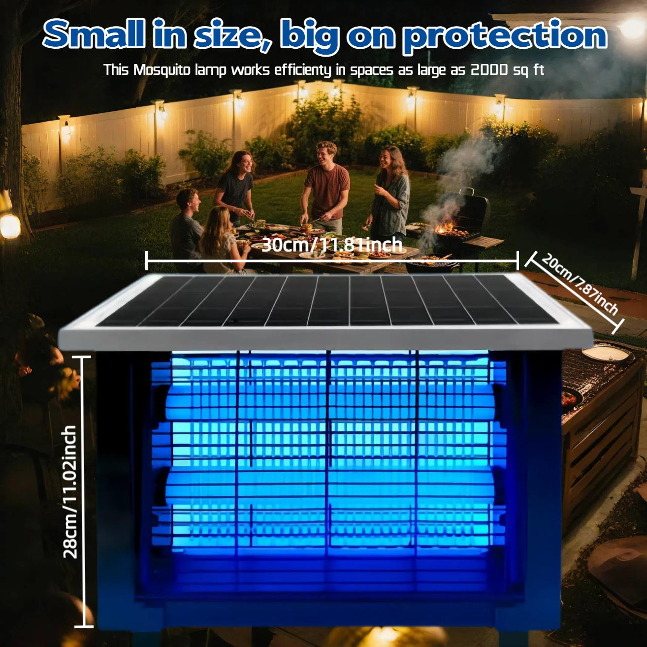 Solar Bug Zapper Outdoor, Waterproof Mosquito & Fly Killer lamps with 4000mAh Battery, Solar Powered Insect Trap, 2 Modes & 3 Placement Options for Yard, Patio, Garden, Camping