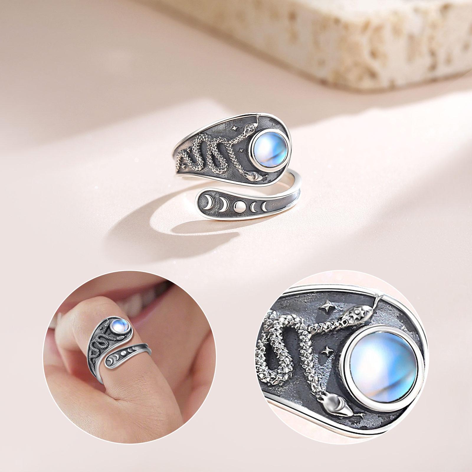 Adjustable Hecate Ring, S925 Sterling Silver Amulet, Goddess of Magic & Moon, Celestial Symbol, Open Ring for Women, Mystical Jewelry Gift