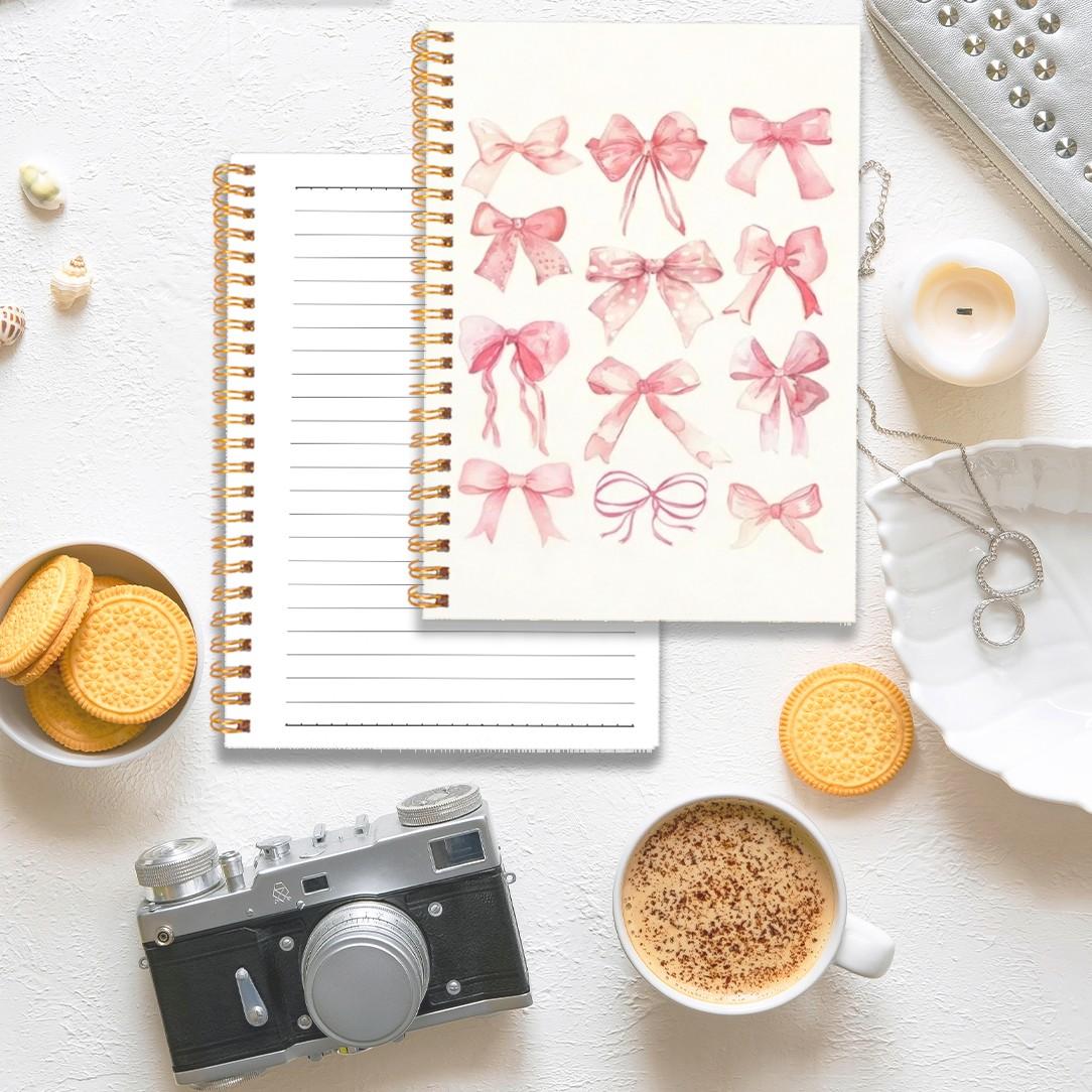 Butterfly Bow Notebook, Women's Aesthetic Journal, Fashion Office Supplies, 5.5x8.3 Inches, 50 Pages, School Stationery