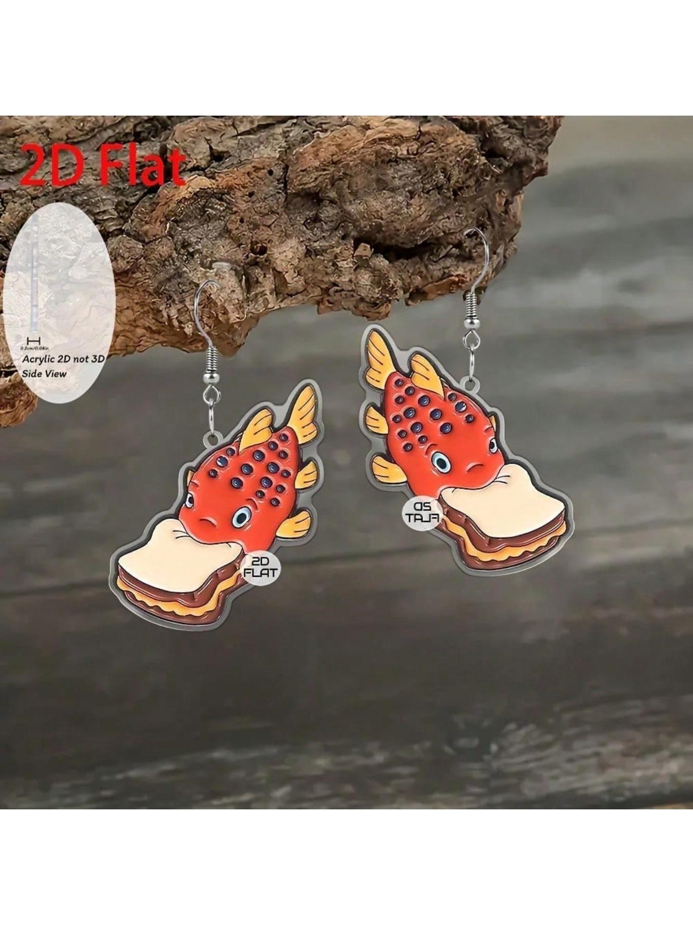 fish shaped pendant earrings for eating sandwiches, fashionable jewelry, party gifts, holiday gifts for family and friends, party accessories,elegant design, trendy jewelry, minimalist craftsmanship, fashionable accessories, fun accessories