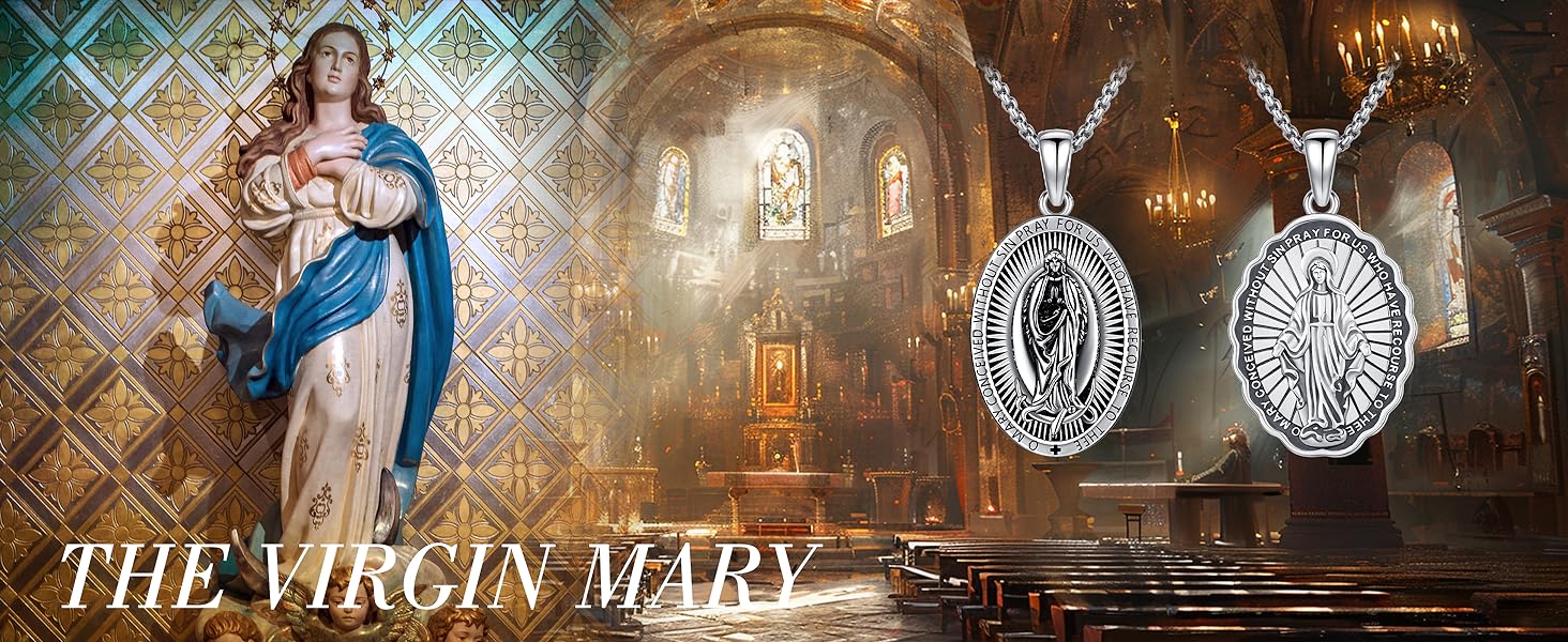 Jesus Christ/St Michael/St Christopher/St Jude/St Andrew/St Raphael/Virgin Mary 925 Sterling Silver Pendant Necklace Archangel Saint Michael Necklace for Men Women Religious Jewelry Protection Amulet Gifts