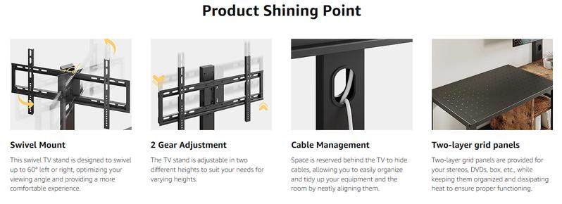 IRONCK 79" TV Stand - Fits 85" TVs, Mount, Power Outlet, 3-Tier Storage