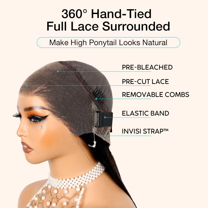 Ashimary Water Wave Invisi-Strap Snug Fit 360 Lace Frontal Pre-Cut Bleached Knots Chocolate Brown Glueless Lace Wig SpringStatements