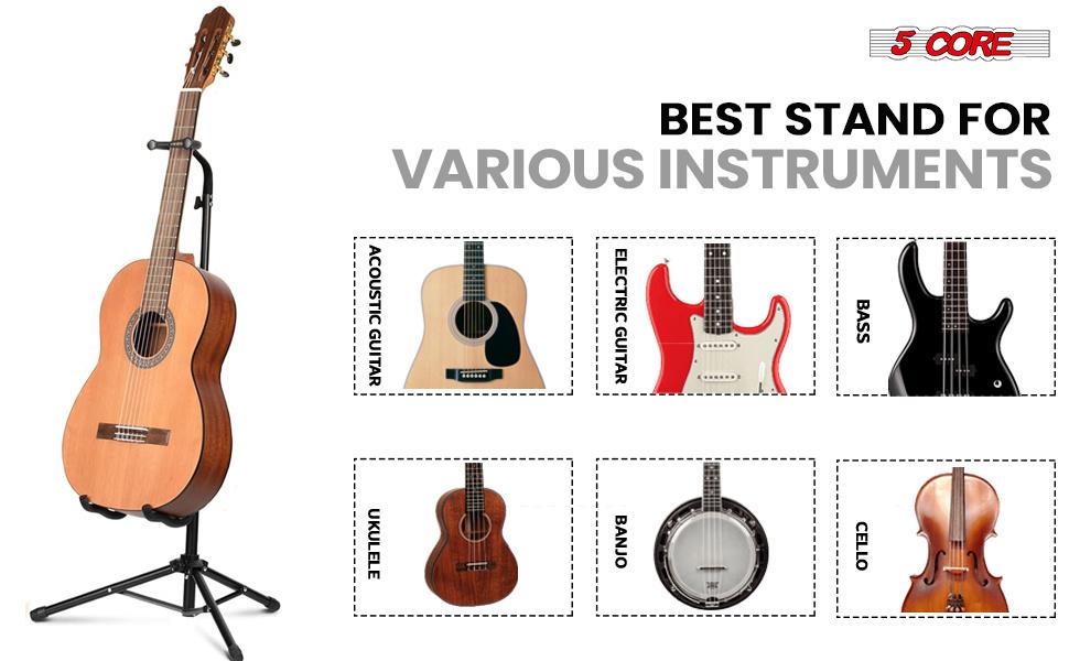 5Core Guitar Stand Pair Floor Folding Soporte Para Guitarra - Acoustic Electric Bass GSH HD 2PK 5Core Guitar Stand Pair Floor Folding Soporte Para Guitarra - Acoustic Electric Bass GSH HD 2PK