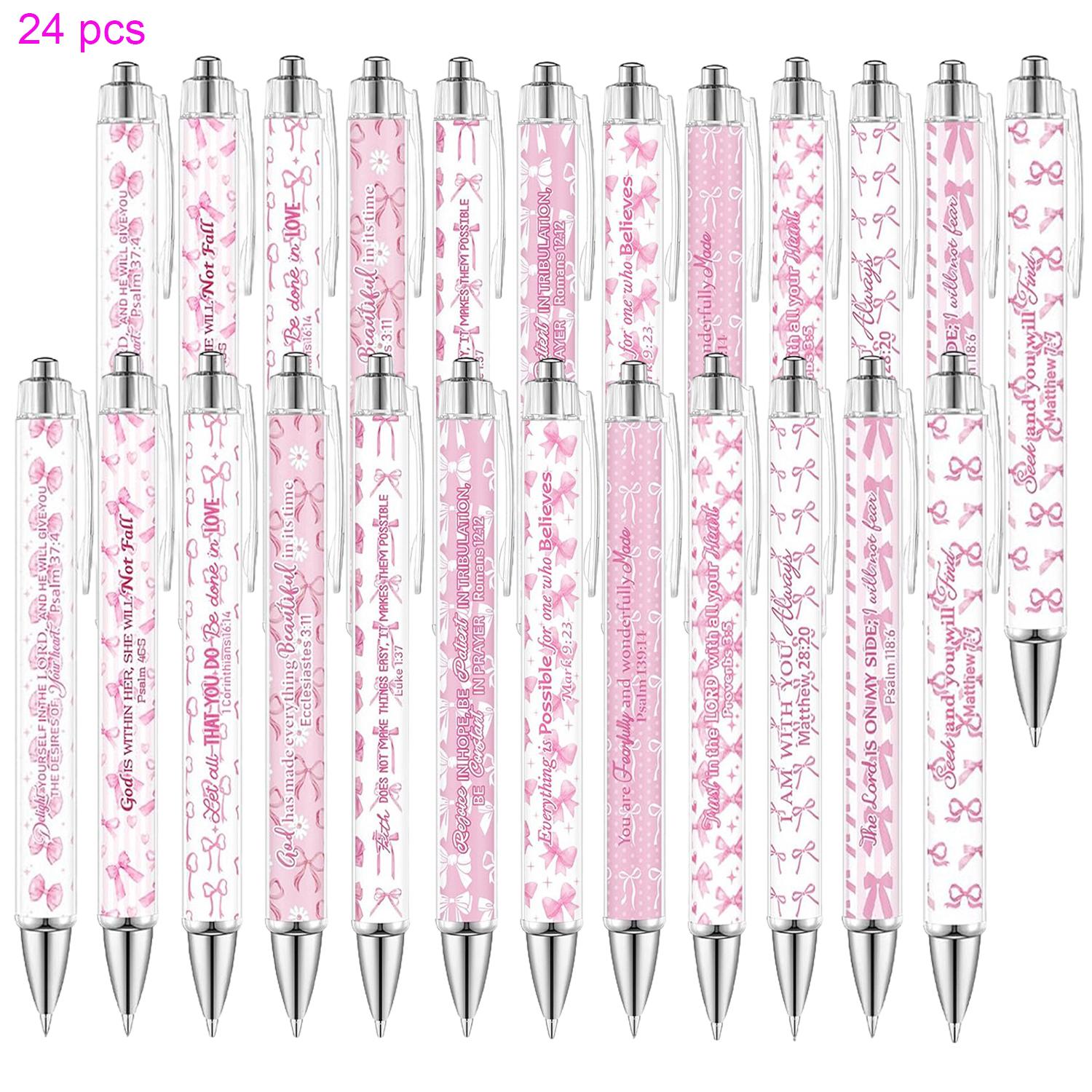 12/24 Pcs Christian Ballpoint Pens Bulk, Black Ink Ballpoint Pen, Christian Gift Pens, Inspirational Quotes Pink Bow, Smooth Writing Pens, for Office Supplies, Gift Pens, Colleagues, Teachers 12/24 Pcs Christian Ballpoint Pens Bulk, Black Ink Ballpoint Pen, Christian Gift Pens, Inspirational Quotes Pink Bow, Smooth Writing Pens, for Office Supplies, Gift Pens, Colleagues, Teachers