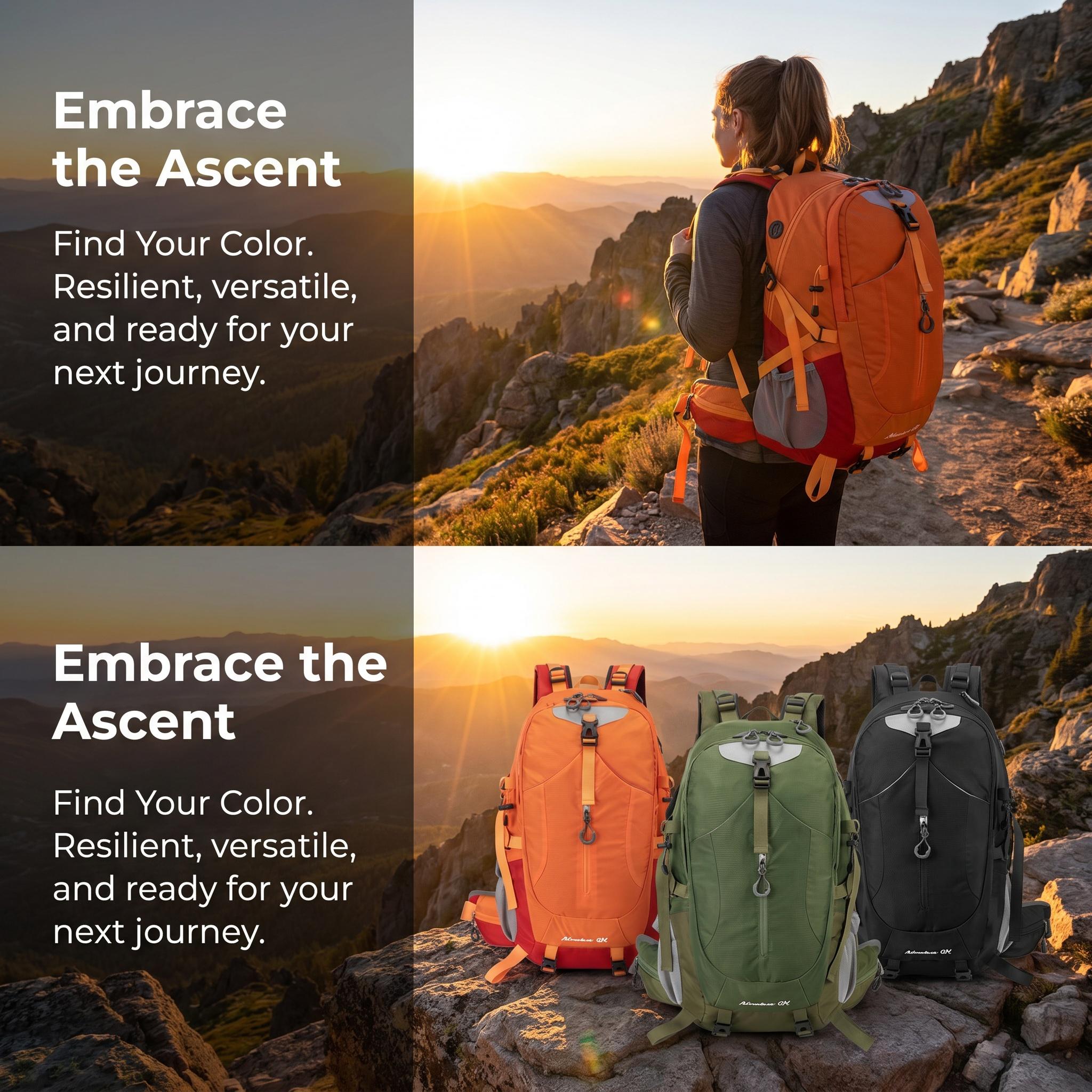 Unisex Leakproof High Performance Backpack - 36-55L Large Capacity Oxford Fabric Bag with 16-in Laptop Compartment, Adjustable for Hiking/Light Outdoor & Casual Commute, Backpacking Gear