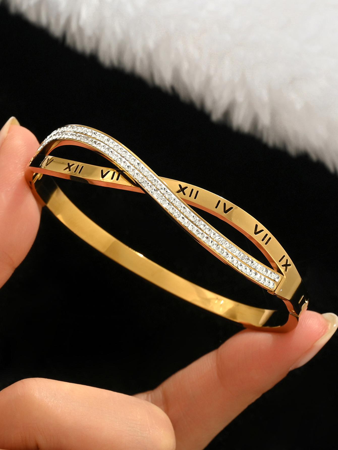 Women's Bangles Set, Stainless Steel Heart Design Jewelry, Casual Style, All-Season Wear, Lucky Charm Accessory, Trendy Stack Bangle