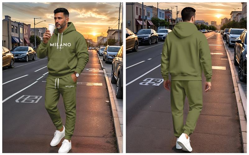 Men's Milano Printed Hoodie and Drawstring Sweatpants Set, Menswear, Casual Athletic Long Sleeve Hooded Jacket & Trousers for Fall & Winter, Men's Clothing for Daily Wear, Sportswear Indoor Outdoor, Tracksuit, Athleisure Summer Clothes Men's Milano Printed Hoodie and Drawstring Sweatpants Set, Menswear, Casual Athletic Long Sleeve Hooded Jacket & Trousers for Fall & Winter, Men's Clothing for Daily Wear, Sportswear Indoor Outdoor, Tracksuit, Athleisure Summer Clothes