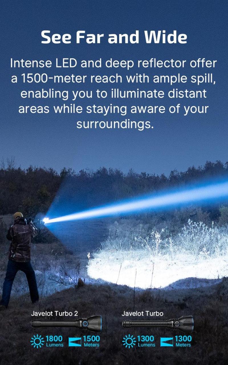 OLIGHT Javelot Turbo 2 Rechargeable Flashlight With 1450-Meter Throw And Wireless Switch