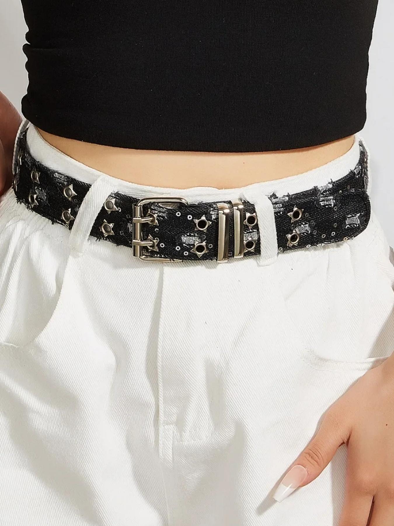 New Fashion Street Waist Belt, Blue Punk Accessory, Blue Denim Belt, Hip Hop Y2K Heart Buckle Belt, Unisex Design, Street Style Belt