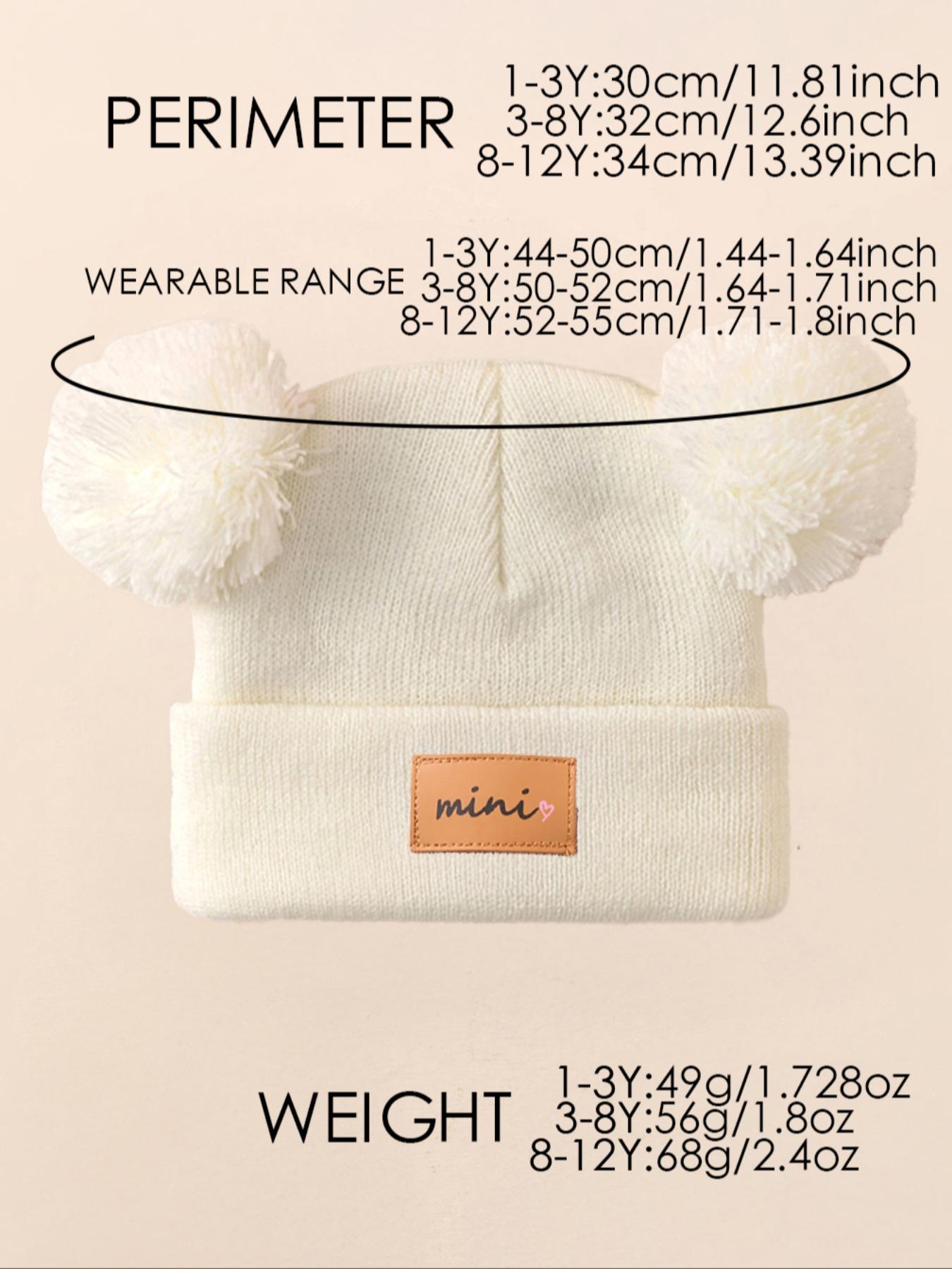 3pcs Baby Girl Newborn Toddler Pom-Pom Heart Beanie Hat, Cozy Knit Winter Warm Heart Cute Hat, Outdoor Baby Accessories Bunny Bonnet