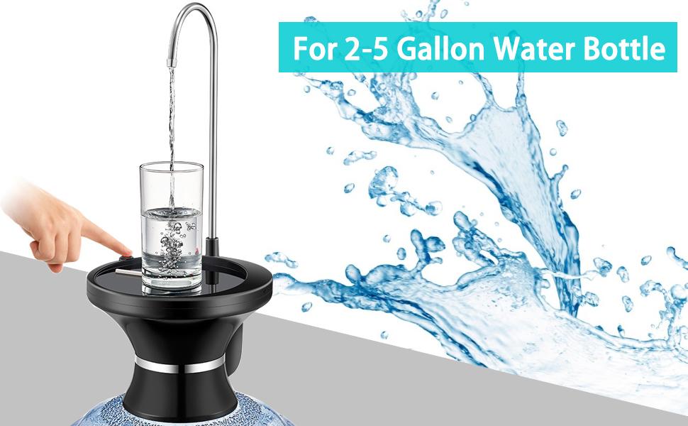 Drinking Water Dispenser Pump, Automatic Electric Drinking Water Bottle Pump for 2-5 Gallon Water Jugs, USB Rechargeable with 2 Switch Control, Stable and Portable for Home, Kitchen, Office, Camping