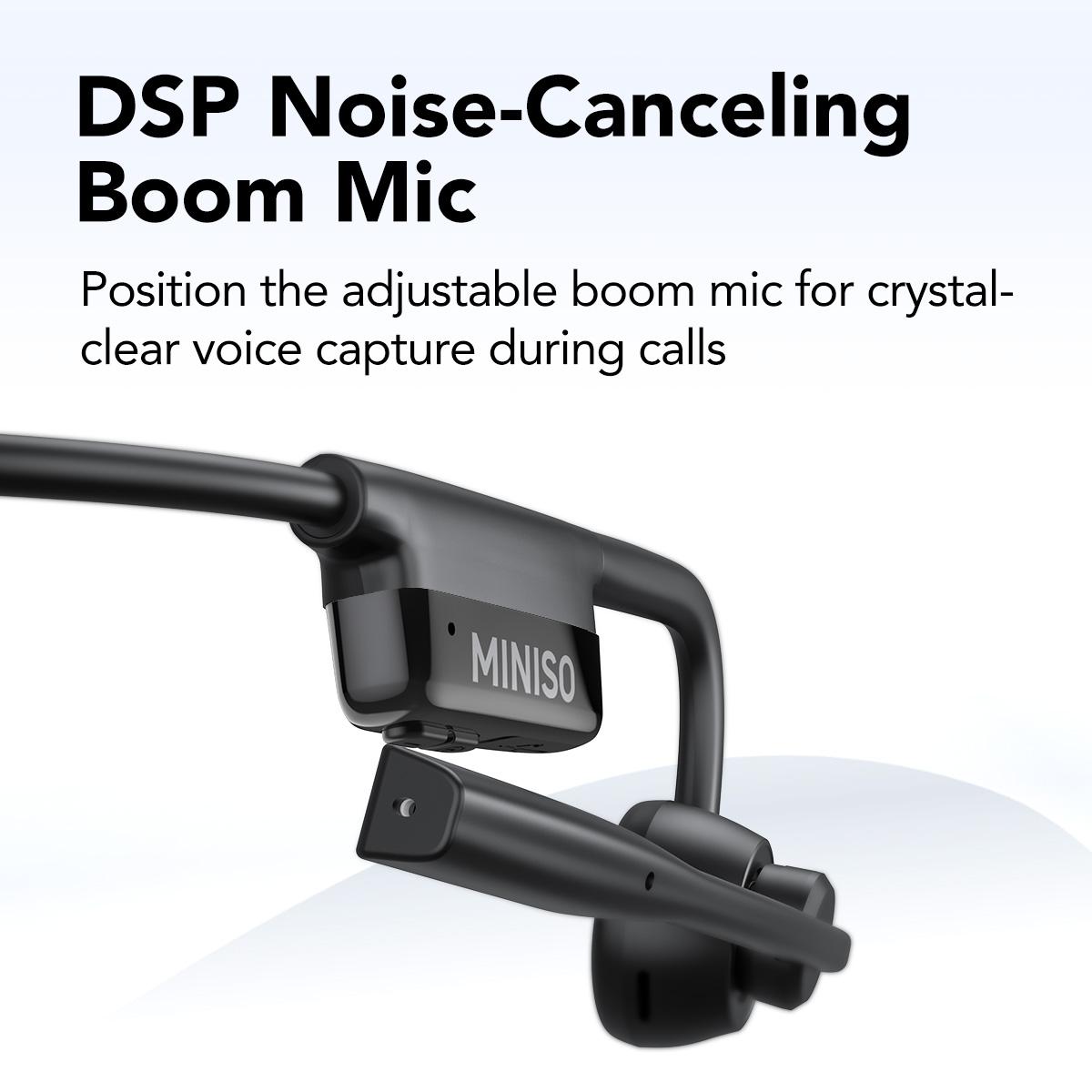 MINISO Open Ear Air Conduction Headphones Music Earphones Wireless Bluetoeth 5.4 Headset with Long Playtime Built-in ENC Mic Hi-Fi Sound Lightweight Earbuds for Home Commute Office Call Center Meeting Use