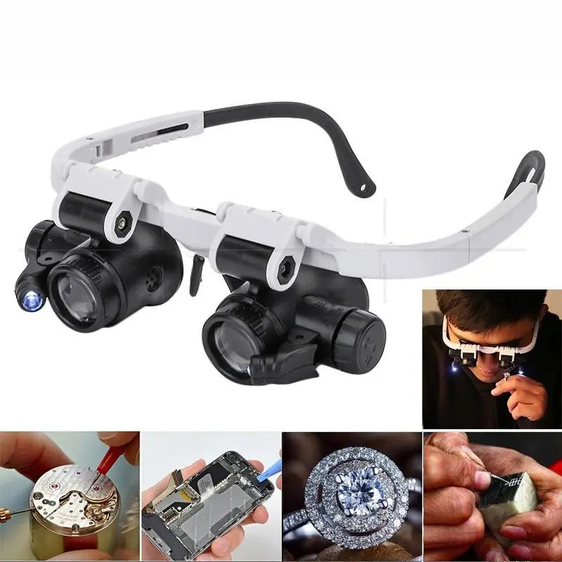 High-Power LED Magnifier Accessories - 8x/15x/23x Dual-Lens Design, USB Fast Charging, Durable ABS Material, Adjustable Ear Hooks, Precision Tool for Electronics Repair