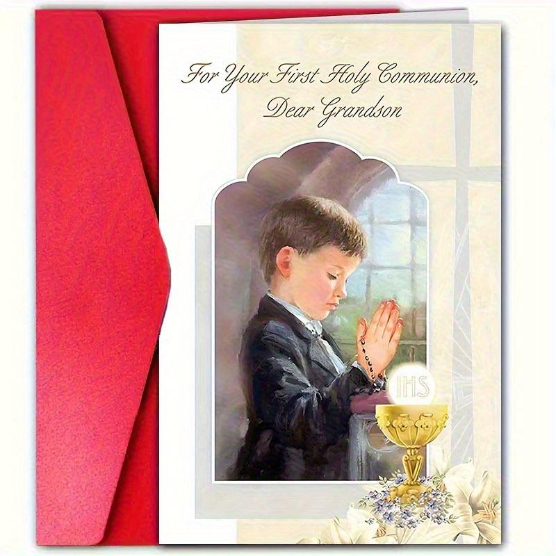 1pc.Elegant.First.Holy.Communion.Card.with.Envelope....Paper..Cross.Design..Perfect.for.Godson..Goddaughter..Son..Daughter...Ideal.for.Baptism..Naming.Day..Religious.Celebrations.