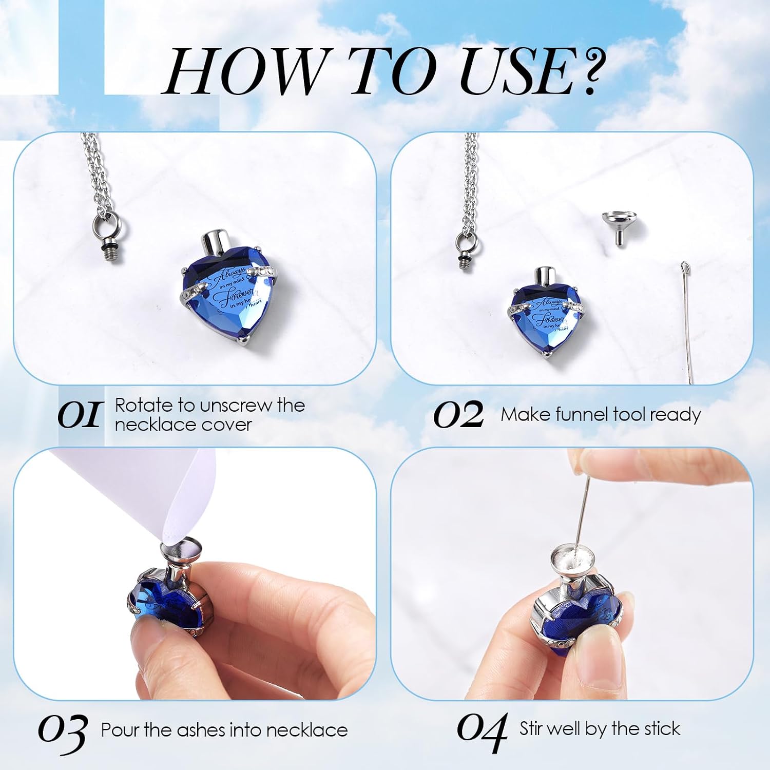 12 count Urn Necklace for Ashes Bulk Cremation  Heart Cubic  Stainless Steel Memorial Locket for Men Women