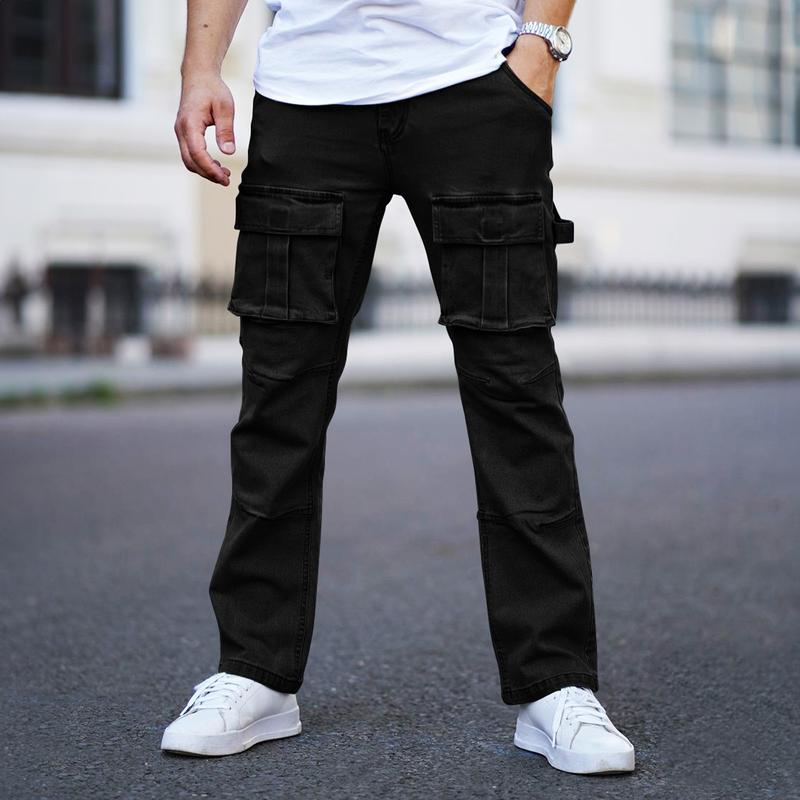 GINGTTO Men's Jeans Stretch Baggy Wide Leg Denim Pants Hip Hop Streetwear Carpenter Jean with Cargo Pockets