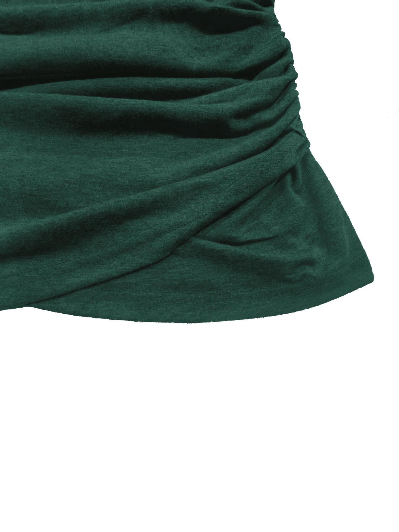 Women's Casual Long Sleeve Top with Criss Cross Neckline, Style Ruched Hem Design, Perfect for Daily Wear & Layering