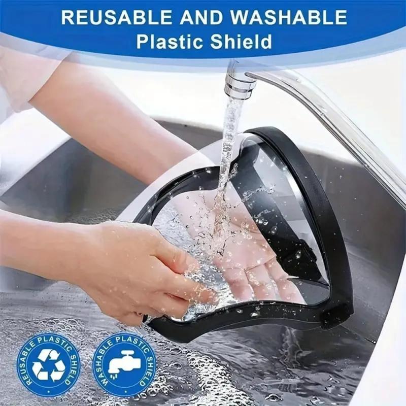 Transparent Visor - Adjustable Full-Face Protective Shield - Durable Plastic Safety Mask - Heat & Impact Resistant for Work, Kitchen, and Outdoor Use with Easy Drawstring Closure,gift for Father's Day