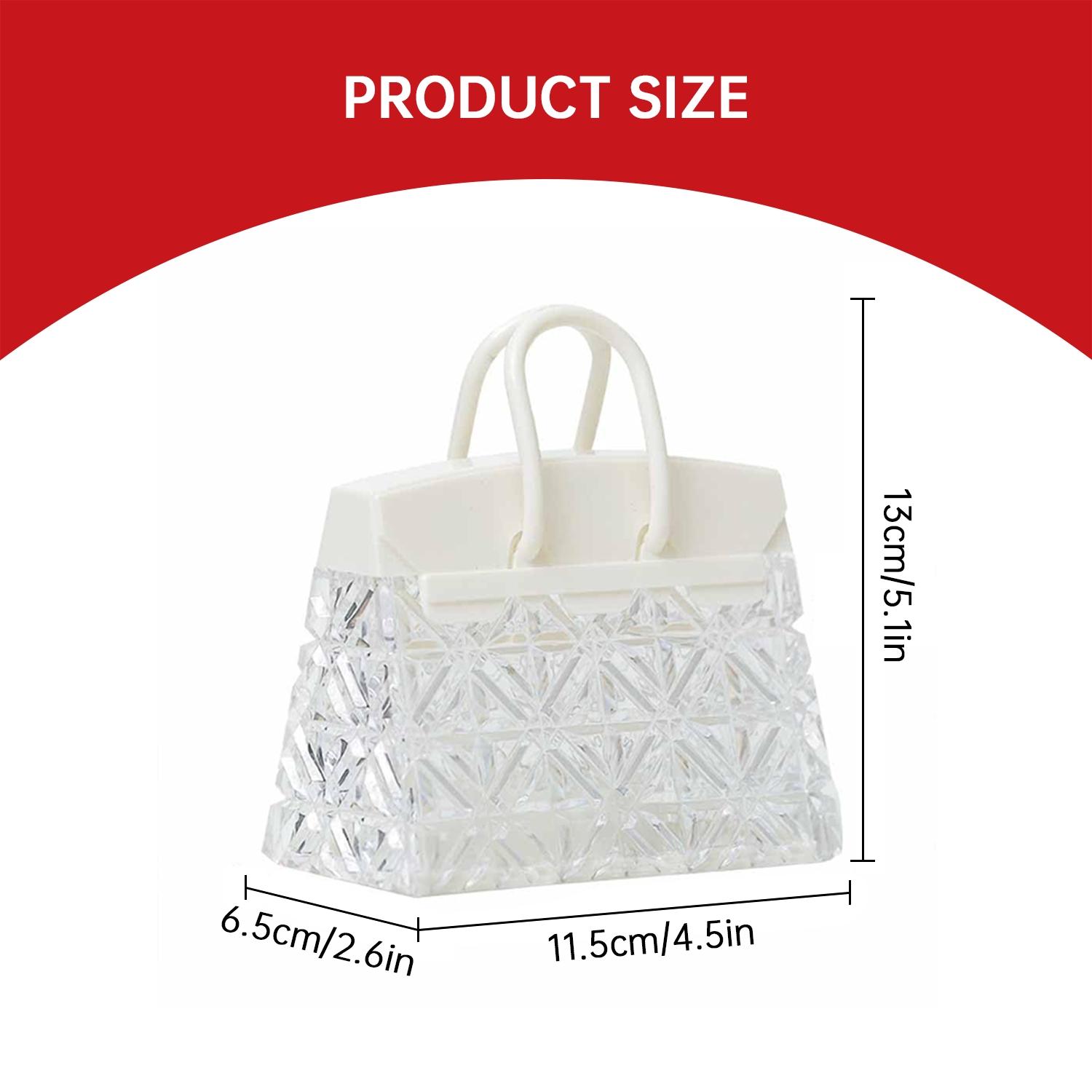 Crystal Transparent Handbag Night Light, Creative Desktop Decoration Gift, Eco-Friendly Ps Material, Battery Powered, Perfect for Girls' Bedroom Nightlight