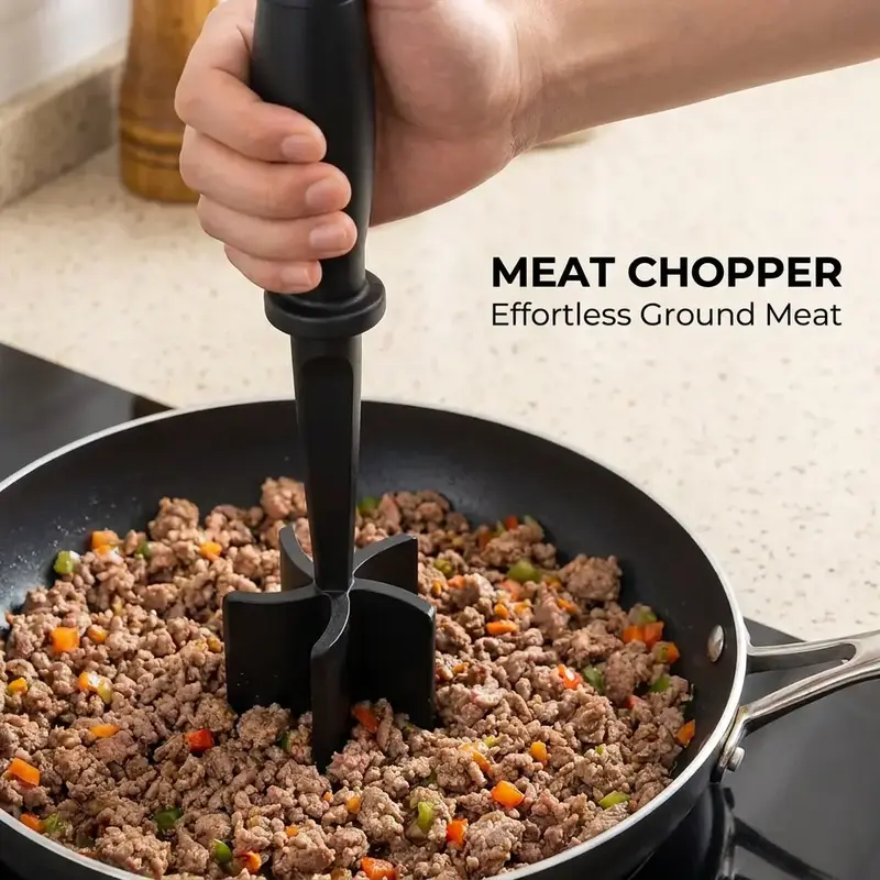 Ground Meat Masher, Heat-Resistant Handheld Meat Chopper & Accessory, Versatile Kitchen Tool, Food Preparation Tool, Kitchen Utensils for Hamburger Prep, Cooking Tools, Cool Kitchen Gadgets, Gift Idea for Summer #GLOBAL PICKS