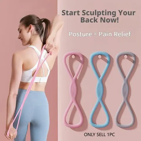 Figure 8 Resistance Band, Workout Bands, Back Pain Posture Corrector Adjustable Stretching Band Home Workout Gear Office Travel Stretching & Muscle Training Gym, Workout Accessories TPE Equipment For Arms, Chest & Yoga Training