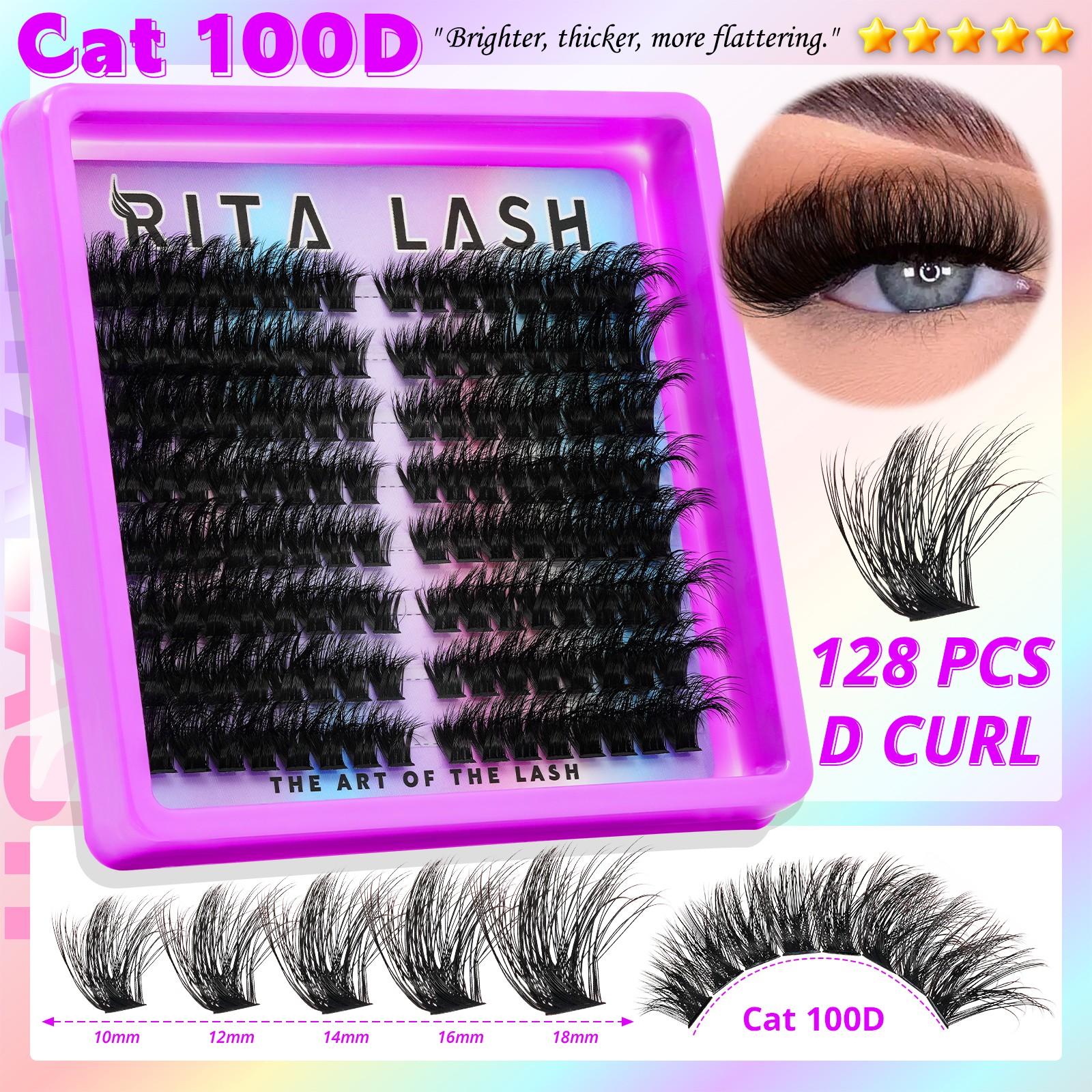 RITALASH 544PCS 4 Styles Upgrade Cat Lash Clusters Gift Packs, WaterProof Lashes Eyelash Clusters Extensions for Beginners and Proficient, DIY at Home Easily, Extension Soft comfortable Easy Apply Natural Look for Makeup gift Lash Clusters