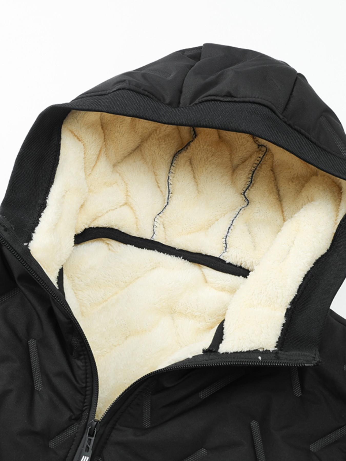 Men's New Fall Winter Fleece Lined Hooded Cotton Casual Solid Color Jacket, Lamb Fur Inner Warm Coat, Thickened Hoodie Outerwear for Cold Weather