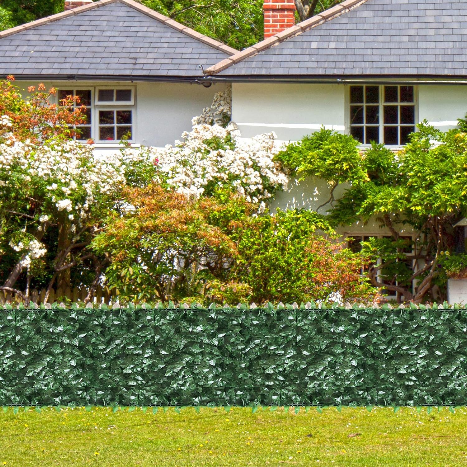 98x39 inch Artificial Leaves  Fence Screen Artificial Hedges Fence Outdoor Decorative Faux Ivy Fencing Panel Vine  Fence Wall Screen