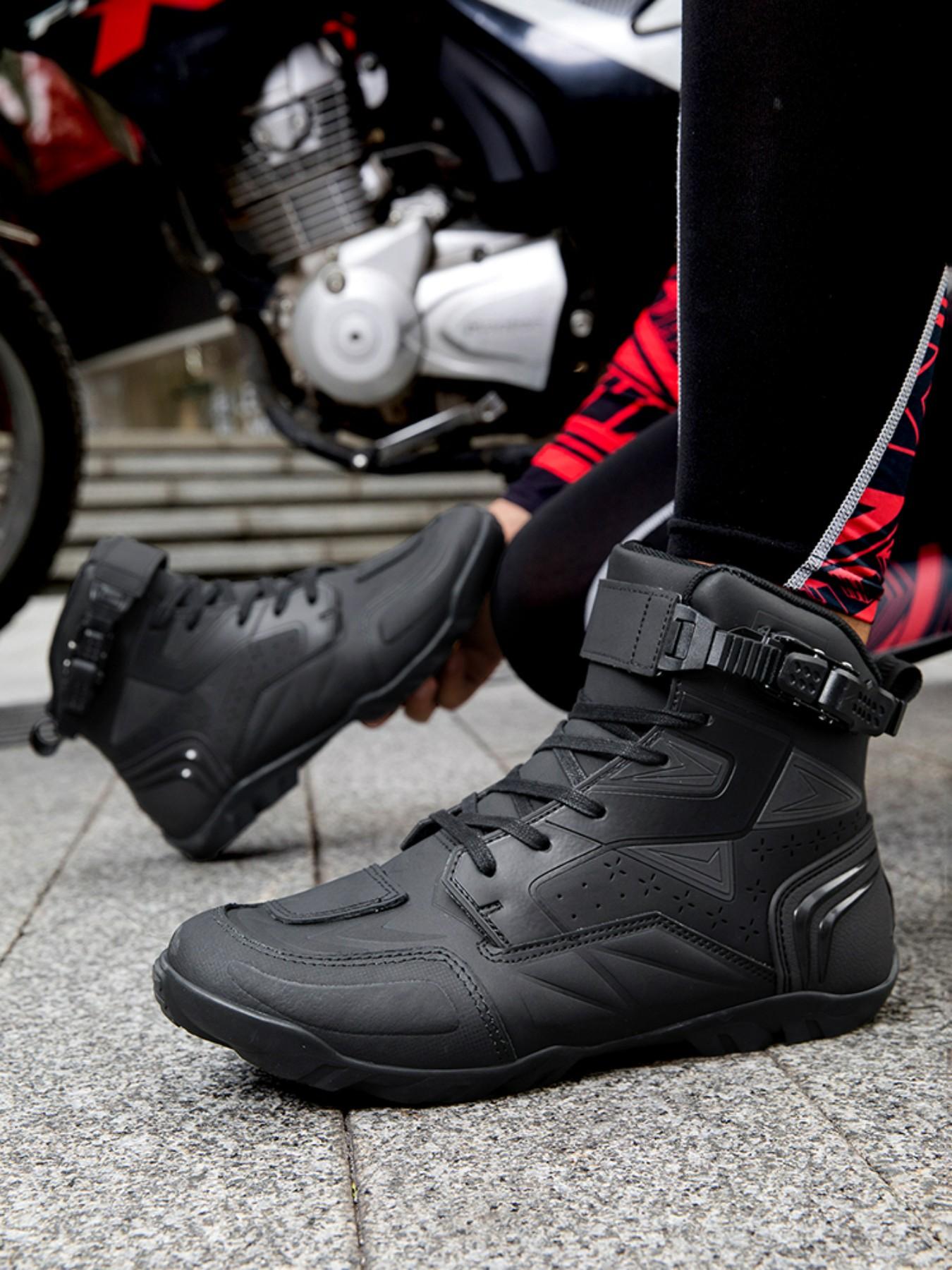 Men's Motorcycle Riding Shoes, Anti-Slip Racing Boots, Waterproof Safety Design, Comfortable and Secure, Ideal for Safe Cycling