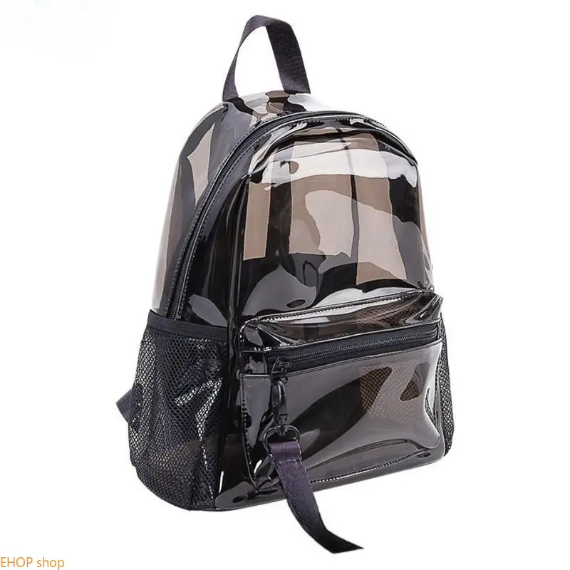Women Fashion Transparent PVC Jelly Backpack, Student Daily School Essentials, Waterproof Clear Backpack, Multi-Purpose Travel Beach Bag for School, Outdoor & Vacation Use jewelry stainless steel ring twist round hoop earring trendy comfortable