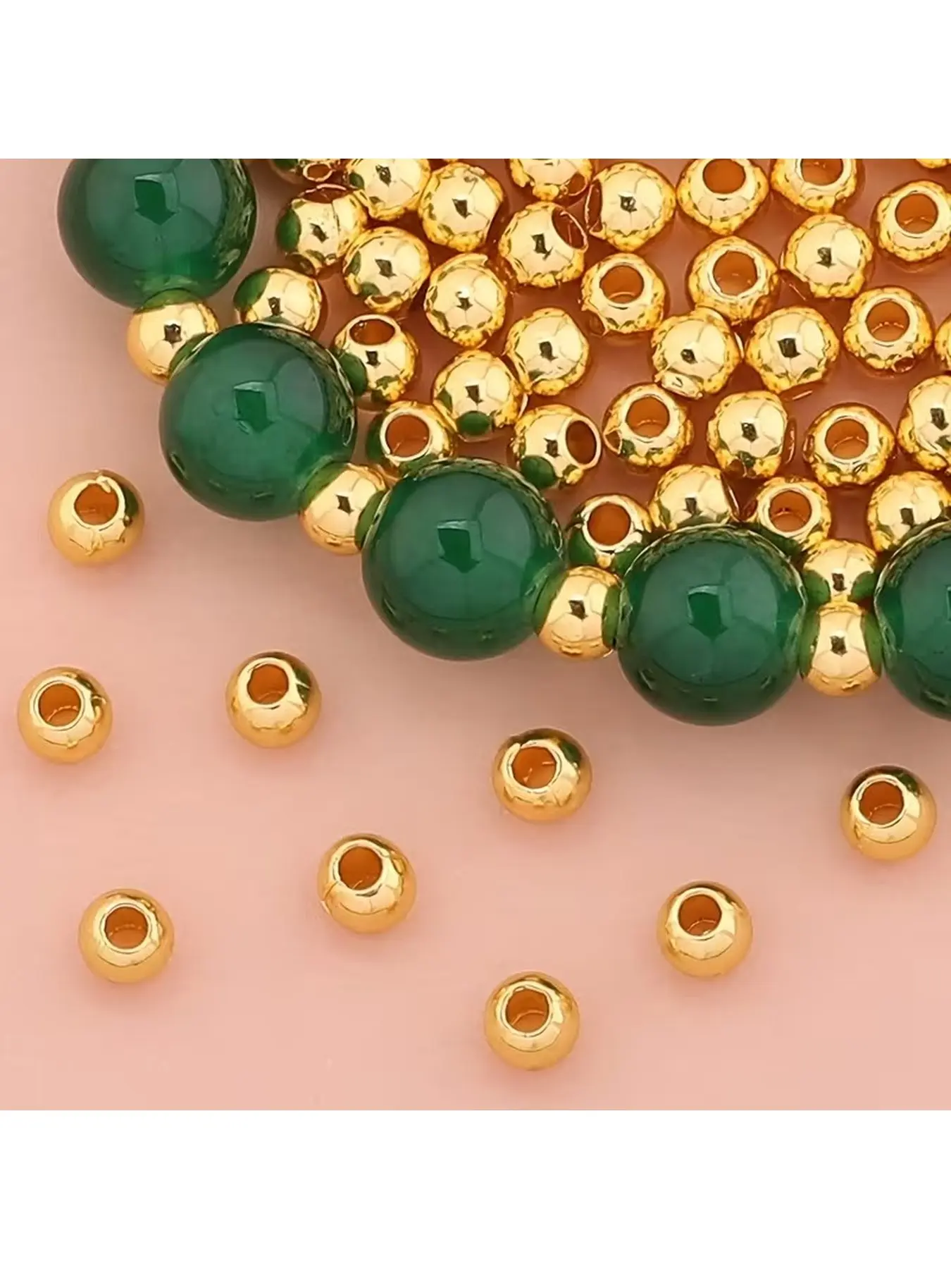 150PCS Gold Spacer Beads, Smooth Metal Beads for Jewelry Making, DIY Bracelet, Necklace, Earrings & Pendant Crafts