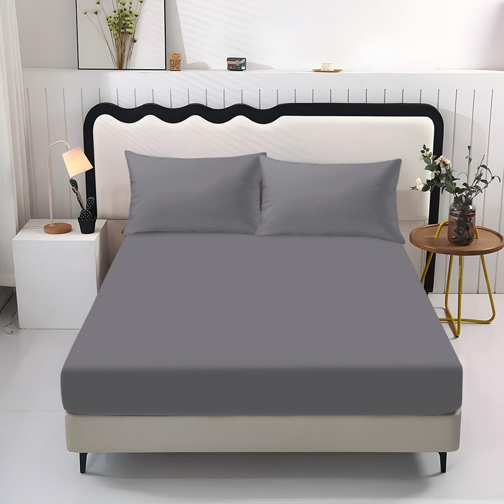 3pc Solid Color Fitted Sheet Set, Bed Sheet Sets, with 10inch deep pockets, available in single, double, and king sizes, perfect for bedrooms, guest rooms, dormitories, and hotels