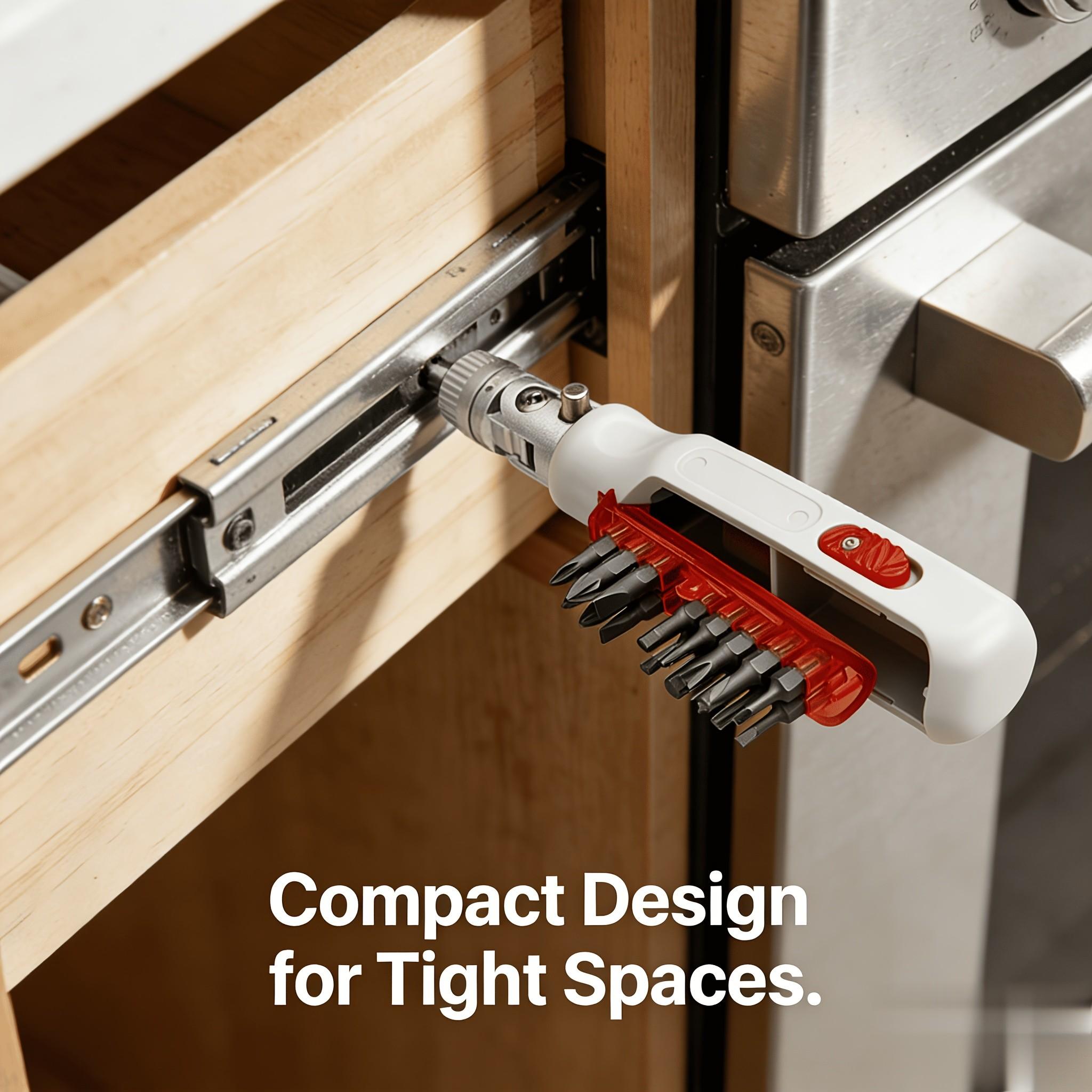 11-In-1 Multi-Functional Ratchet Screwdriver Set, 180-Degree Foldable Dual Head, Home Repair Tool, Portable Hidden Bit Combination